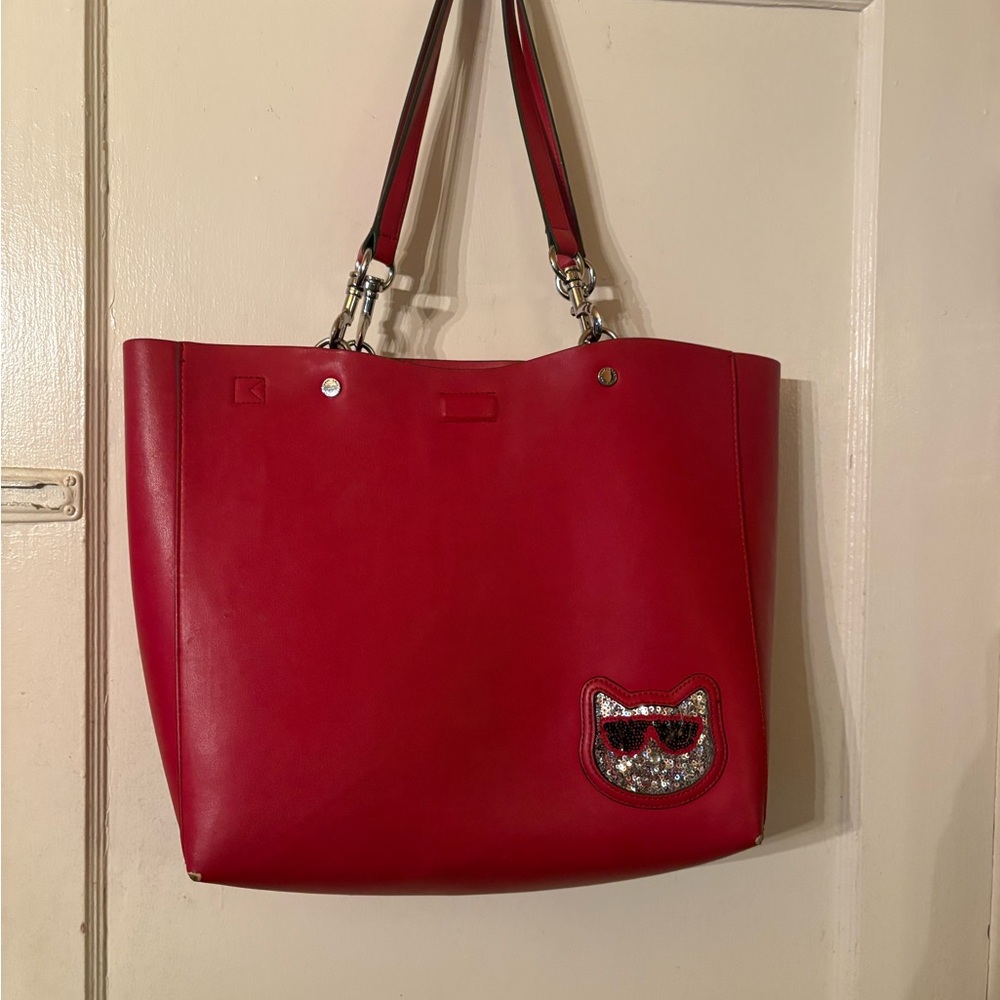 Karl Lagerfeld Red Leather with Gold Accent